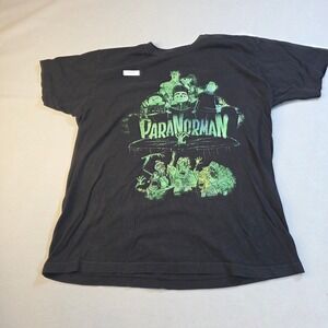 Laika ParaNorman Movie Graphic T-Shirt Black Green Thrashed Distressed Mens L